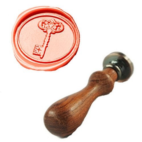 MDLG Vintage Retro Key Wax Seal Stamp - Embellishment Wedding Invitation Card Snail Mail Gift Wrapping Wine Package - Copper Head & Rosewood Handle - Brown, Reddish-Brown - Image 3