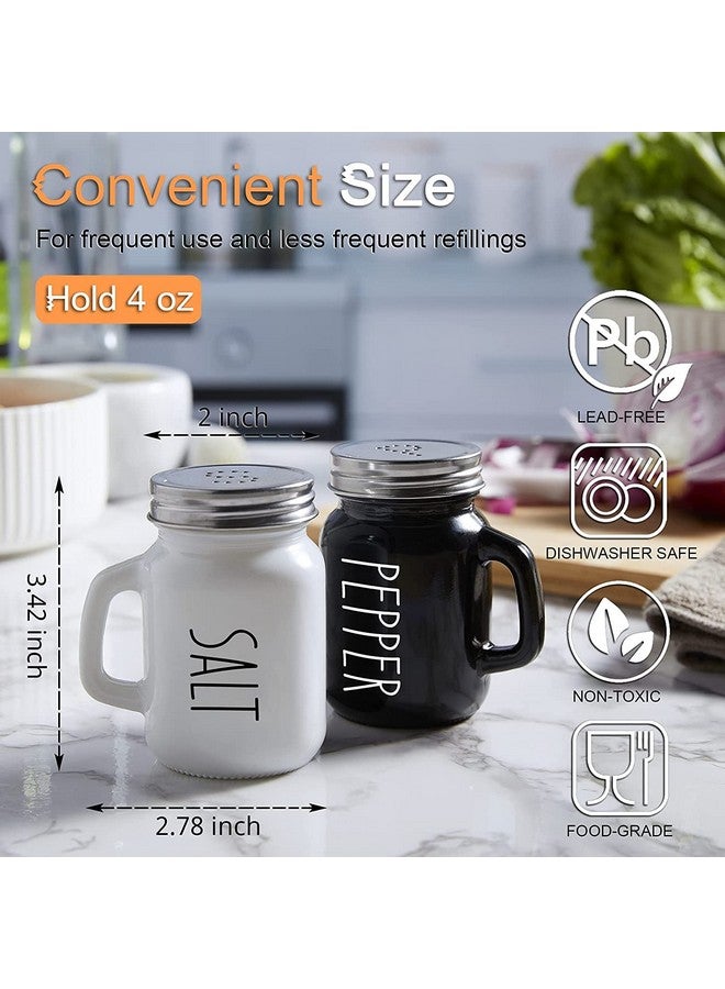KITOME Salt and Pepper Shakers Set with Stainless Steel Lids and Handle (Black & White). - Image 4