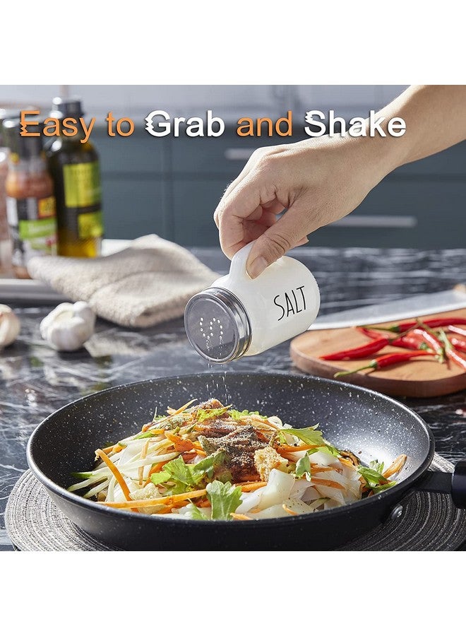 KITOME Salt and Pepper Shakers Set with Stainless Steel Lids and Handle (Black & White). - Image 5
