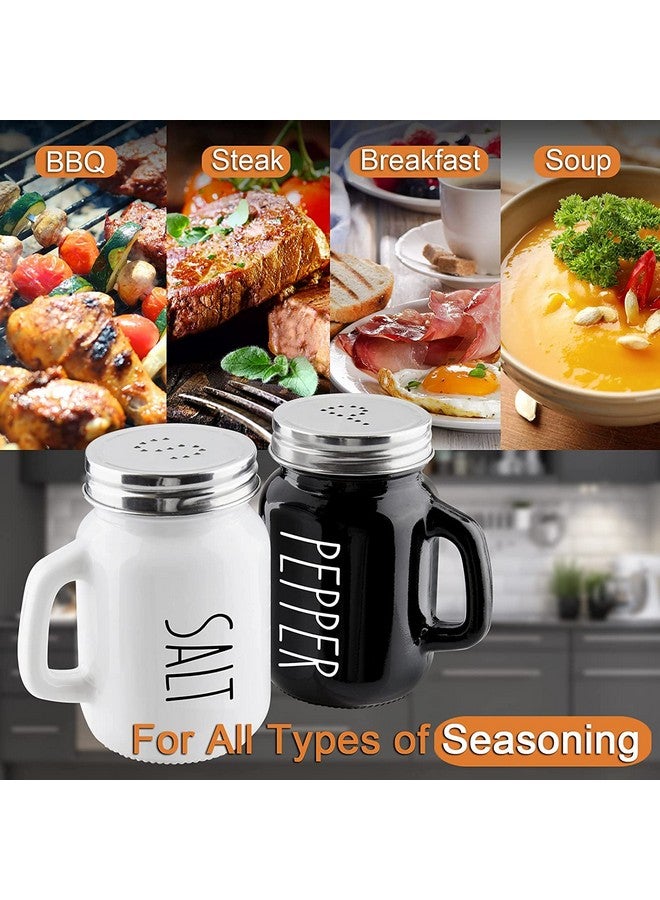 KITOME Salt and Pepper Shakers Set with Stainless Steel Lids and Handle (Black & White). - Image 3