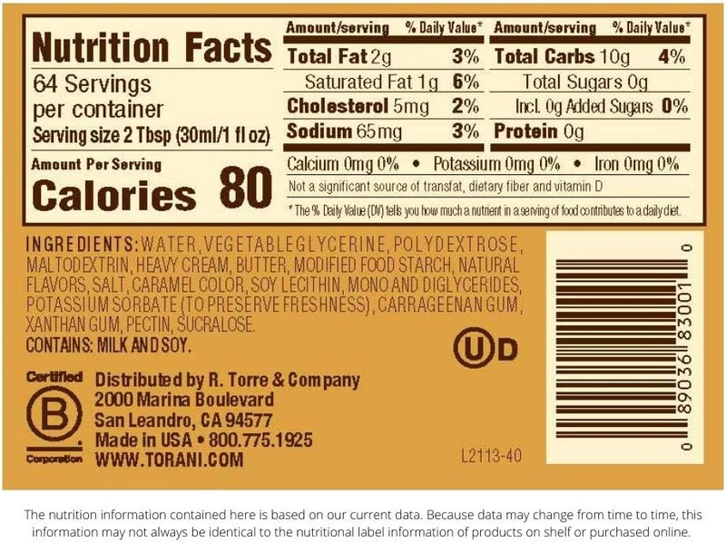 Torani Sugar Free Caramel Sauce - 64 Ounces - Image 2