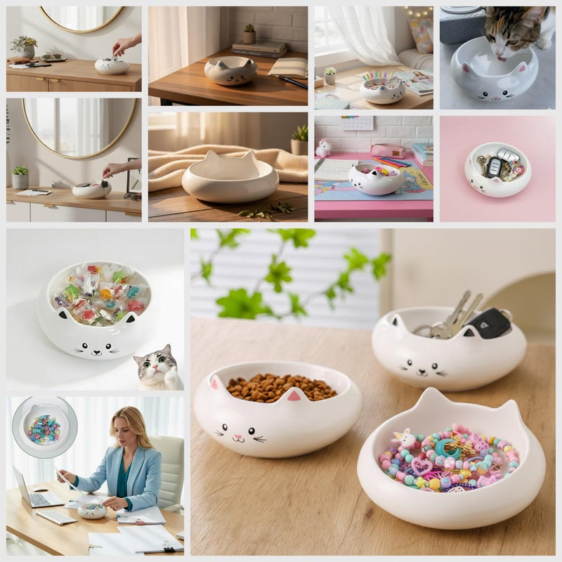Raytrue-X Cat Bowls, Cat Food Bowl, Ceramic Cute Kitten Bowls for Food and Water 7.1oz, Small Dog Feeding Dish for Whisker Fatigue Friendly, Personal Design Home Decor Bowl, Multi-Use - Image 5