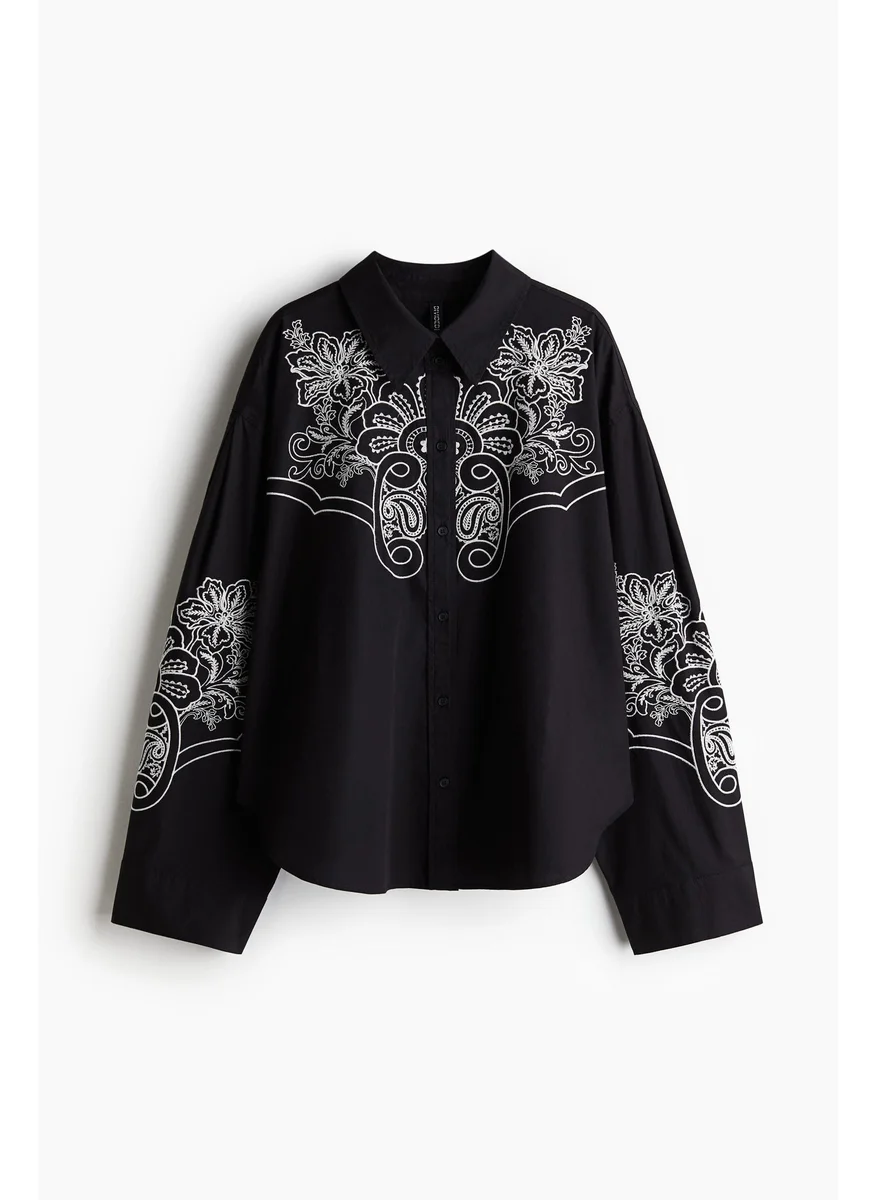 H&M Oversized Embroidered Shirt