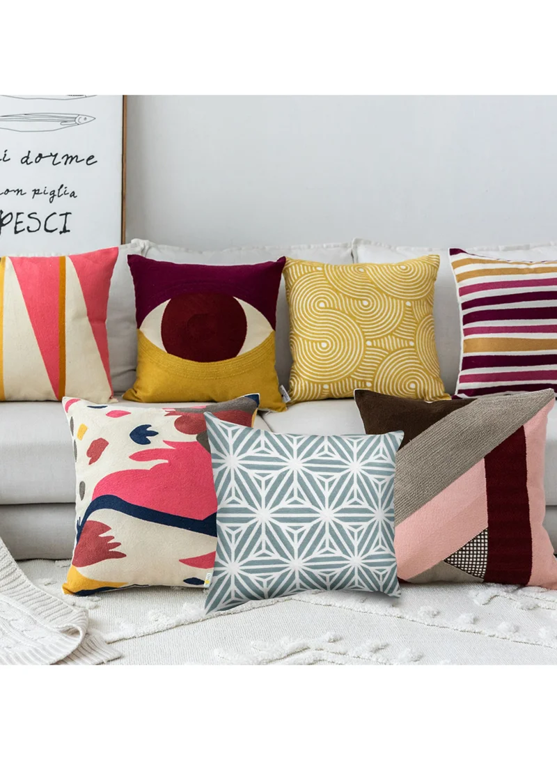 Donetella 2 Piece Embroidered Cushion Cover (45x45 cm) Without Filler Blue