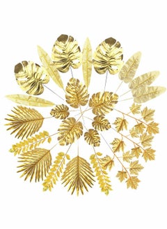 KASTWAVE Artificial Leaves Gold 8 Kinds Palm Leaves Golden Tropical Plants  - Image 1