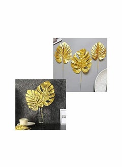 KASTWAVE Artificial Leaves Gold 8 Kinds Palm Leaves Golden Tropical Plants  - Image 4