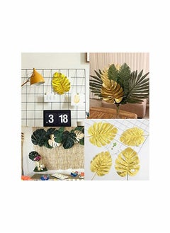 KASTWAVE Artificial Leaves Gold 8 Kinds Palm Leaves Golden Tropical Plants  - Image 2