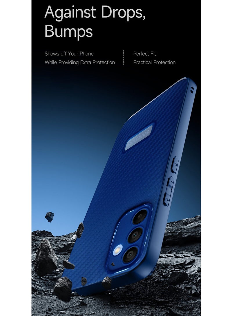 Wtech Soft Liquid Silicone Carbon Fiber Texture Case Cover For A55 5G 2024 Navy Blue - Image 4