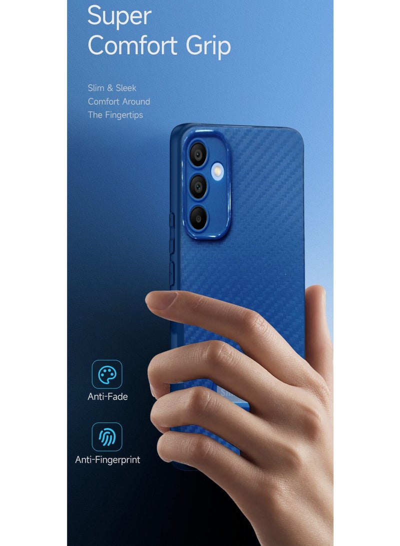 Wtech Soft Liquid Silicone Carbon Fiber Texture Case Cover For A55 5G 2024 Navy Blue - Image 2