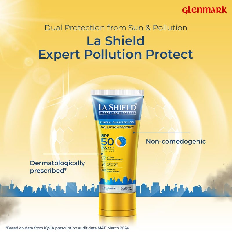 La Shield Pollution Protect SPF 50 Mineral Sunscreen Gel PA Lightweight Oil free Moisture boost formula Water resistant All Skin types Dermatologist Tested 50g Pack of 3 - Image 5