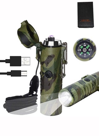 Lighter USB Type C Rechargeable Waterproof Windproof Flameless Lighter with Flashlight and Compass for Camping Hiking Tactical Gear (3-in-1/Camouflage) - pzsku/ZDD68AAA97E4AE9B85630Z/45/_/1722217114/c484711e-e2c6-48e8-92ee-5b388c43c2b0