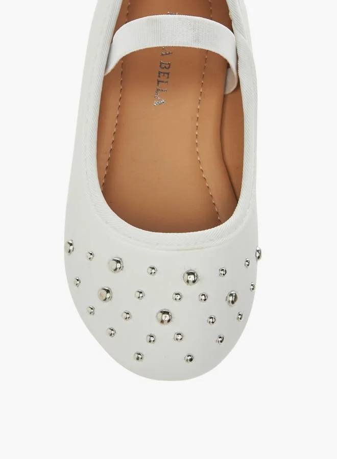 Flora Bella By Shoexpress White Flora Bella Embellished Ballerina Shoes With Elasticated Strap for Women | Best Price UAE