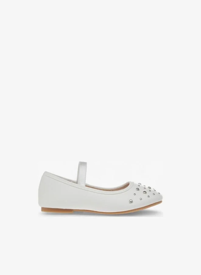 Flora Bella By Shoexpress White Flora Bella Embellished Ballerina Shoes With Elasticated Strap for Women | Best Price UAE