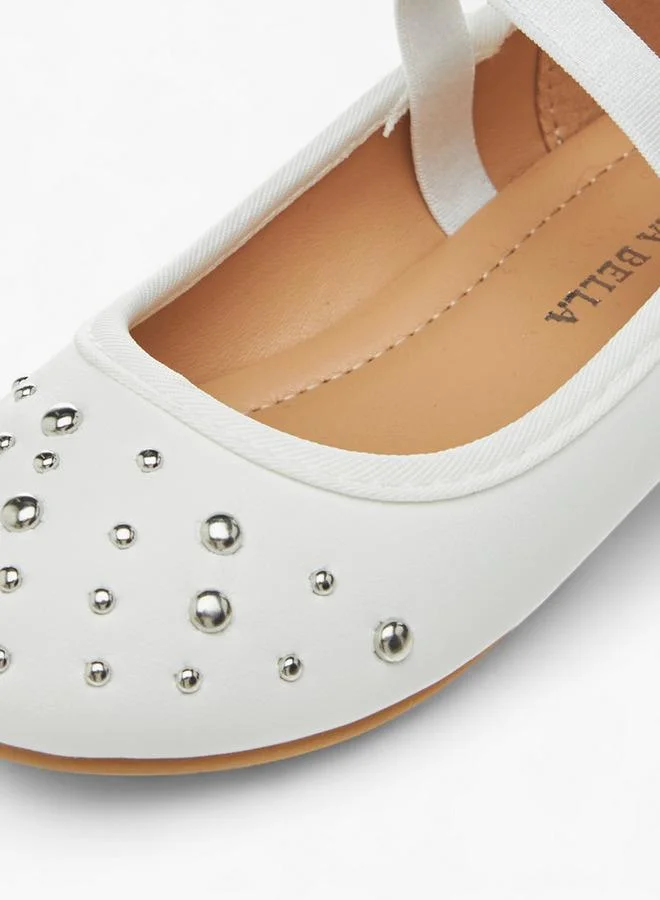 Flora Bella By Shoexpress White Flora Bella Embellished Ballerina Shoes With Elasticated Strap for Women | Best Price UAE