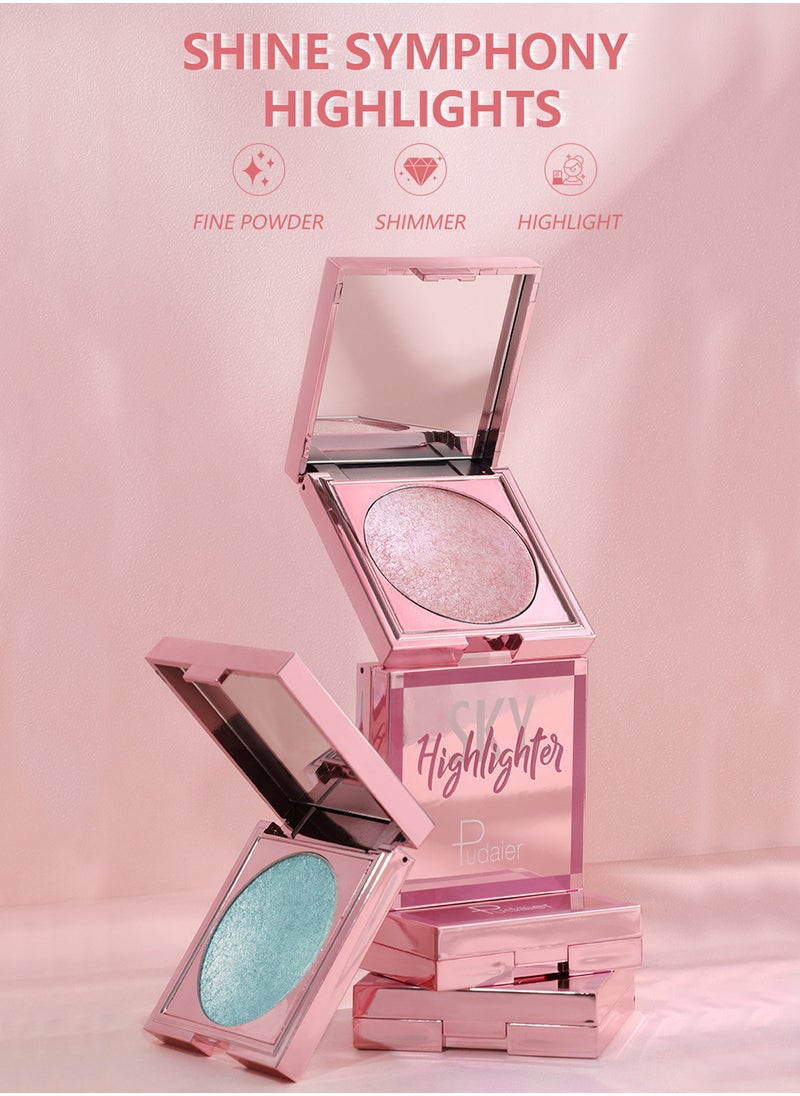 pudaier - Sky Highlighter Powder Shimmering Glitter Long Lasting Waterproof Contouring Smooth Silk Fine Natural Illuminator for Nose Eye Face Body to Brighten Skin 8G - Image 1