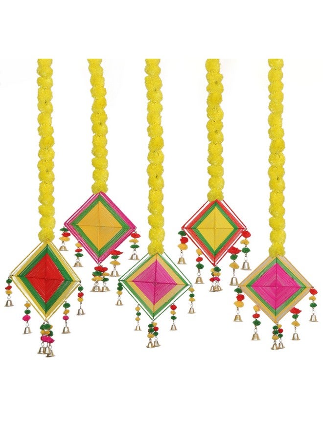 Marubhumi 5 PC 5 Feet Long Strands Artificial Marigold Flowers with Kite Garland for Diwali Decor, Garland for Decoration, Diwali Decorations for Home, Christmas Decor Wedding Decor, (Yellow) - Image 1