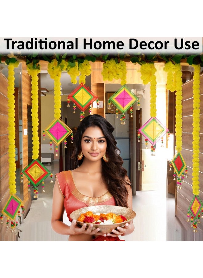 Marubhumi 5 PC 5 Feet Long Strands Artificial Marigold Flowers with Kite Garland for Diwali Decor, Garland for Decoration, Diwali Decorations for Home, Christmas Decor Wedding Decor, (Yellow) - Image 3