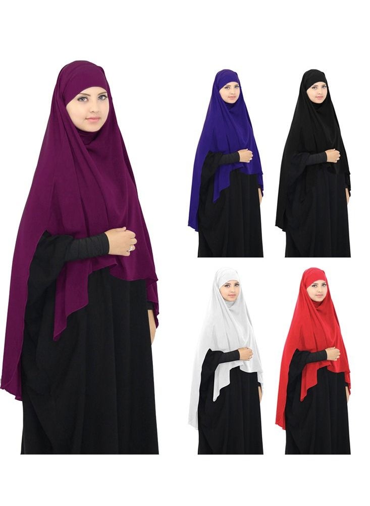 Loquat Long Sleeves Abaya With Hijab Burgundy  - Image 2