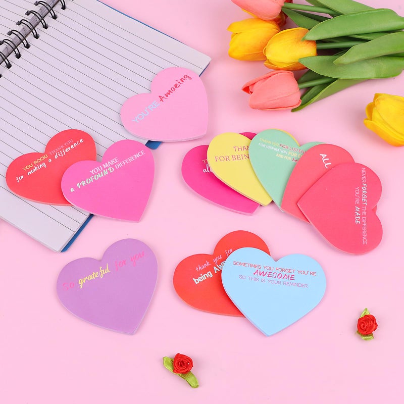 LOKIPA 24 Pack Valentine's Day Sticky Notes, 720 Sheets Heart Shape Inspirational Sticky Notes Colorful Self-Stick Note Pads for Valentines Day Gifts Home School Office Supplies (2.95 x 2.95 Inch) - Image 4