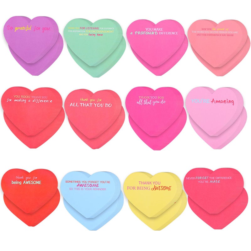 LOKIPA 24 Pack Valentine's Day Sticky Notes, 720 Sheets Heart Shape Inspirational Sticky Notes Colorful Self-Stick Note Pads for Valentines Day Gifts Home School Office Supplies (2.95 x 2.95 Inch) - Image 1