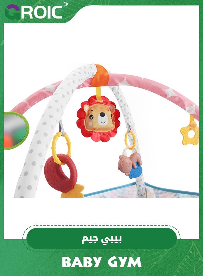 GROIC Baby Play Gym, Baby Play Mat Newborn with Padded Base Lightweight Foam Stand,with 5 Hanging Toys and Music Washable Playmats & Floor Gyms for 0-36 Months - Image 4