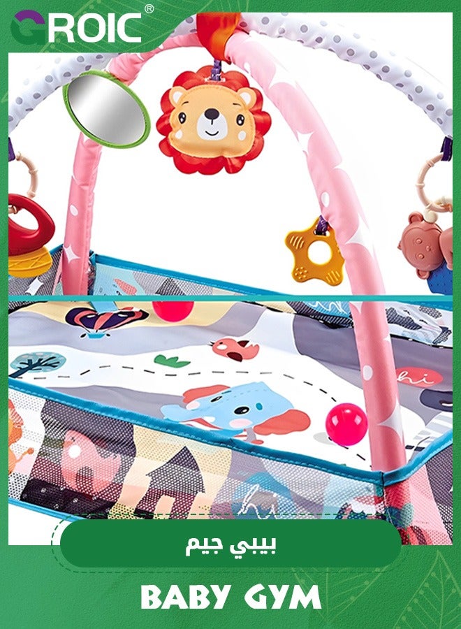 GROIC Baby Play Gym, Baby Play Mat Newborn with Padded Base Lightweight Foam Stand,with 5 Hanging Toys and Music Washable Playmats & Floor Gyms for 0-36 Months - Image 3
