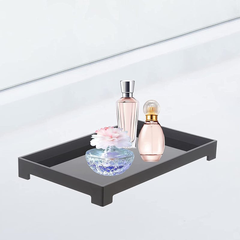 HOMANLY Acrylic Vanity Tray | Black Bathroom Storage Tray Handmade Kitchen Counter Organizer for Soap Shampoo Jewellery Ring Dish Plant | Dimensions: 13x9x2 Inches - Image 5