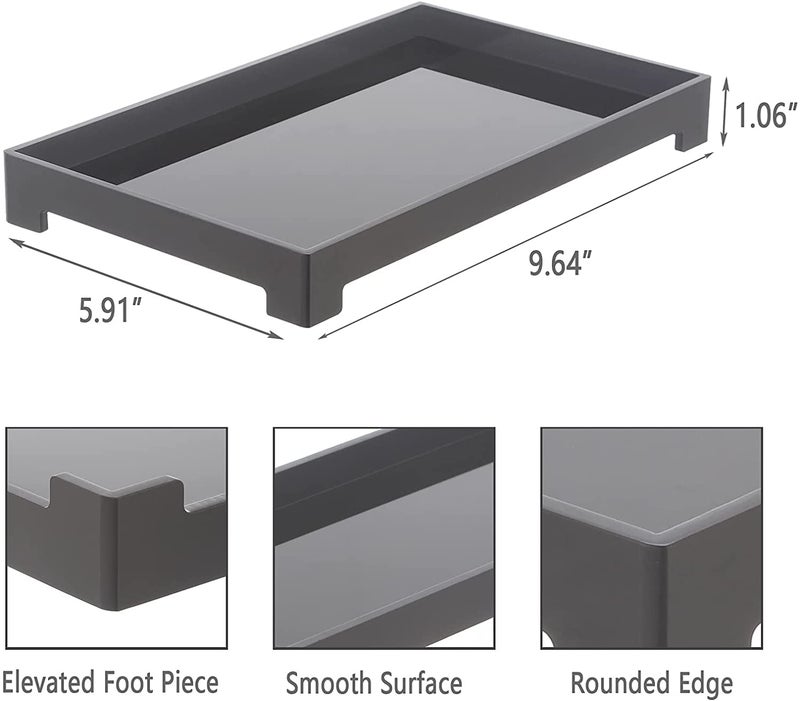 HOMANLY Acrylic Vanity Tray | Black Bathroom Storage Tray Handmade Kitchen Counter Organizer for Soap Shampoo Jewellery Ring Dish Plant | Dimensions: 13x9x2 Inches - Image 2