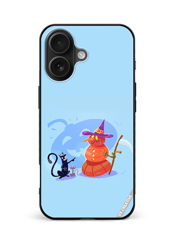 VR CREATIVE Protective Case Cover For Apple iPhone 16 Halloween Cat Design Multicolour