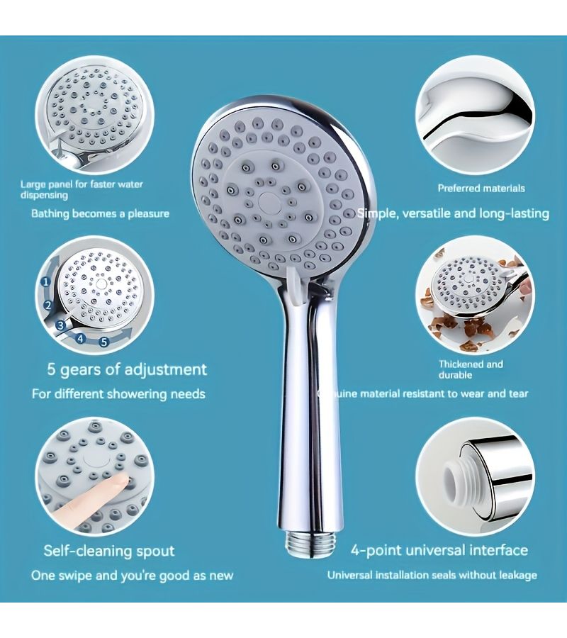 Silvery Multifunctional Large Panel High Pressure Shower Head Universal Bathroom Hotel Shower Accessory - Image 4