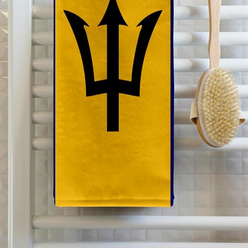 3DROSE 3D Rose Barbados-Caribbean Blue Golden Yellow and Trident-Barbadian Island Country World Flag Towel, 15" x 22", Multicolor - Image 2
