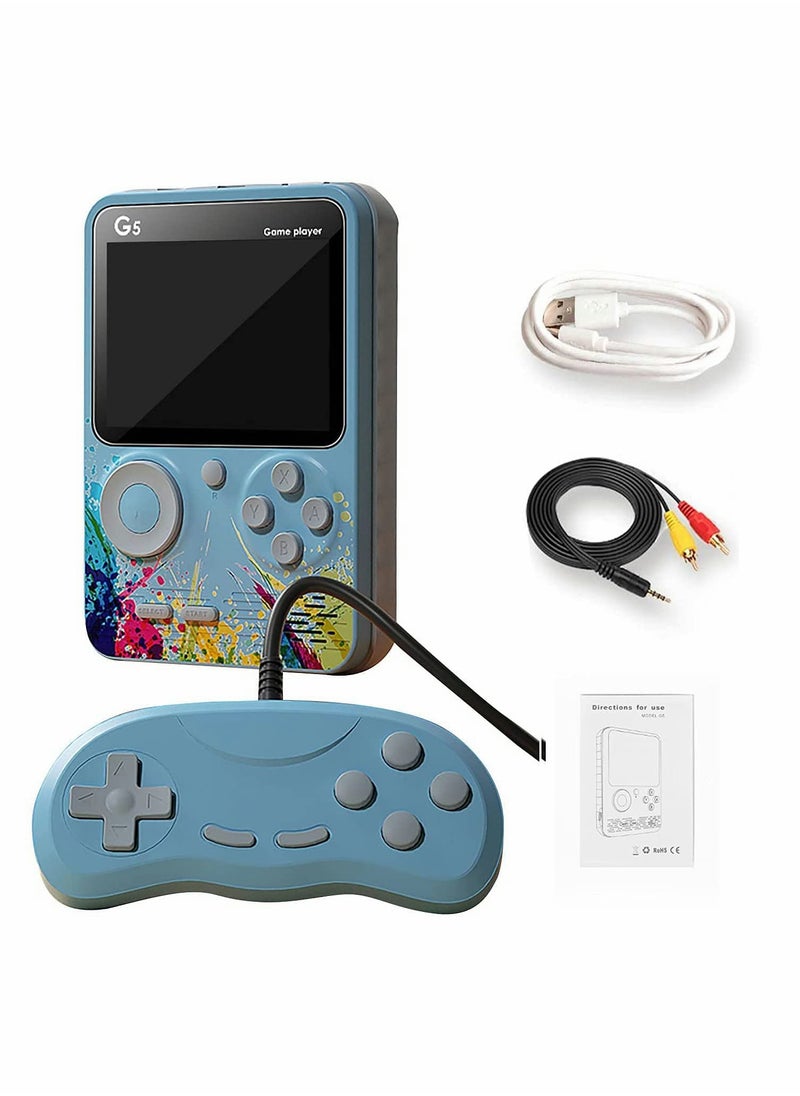 SYOSI - G5 Retro 3 inch Handheld Game Console Built-in 500 Classical FC Games Support for Connecting TV & Two Players (Blue) - Image 1
