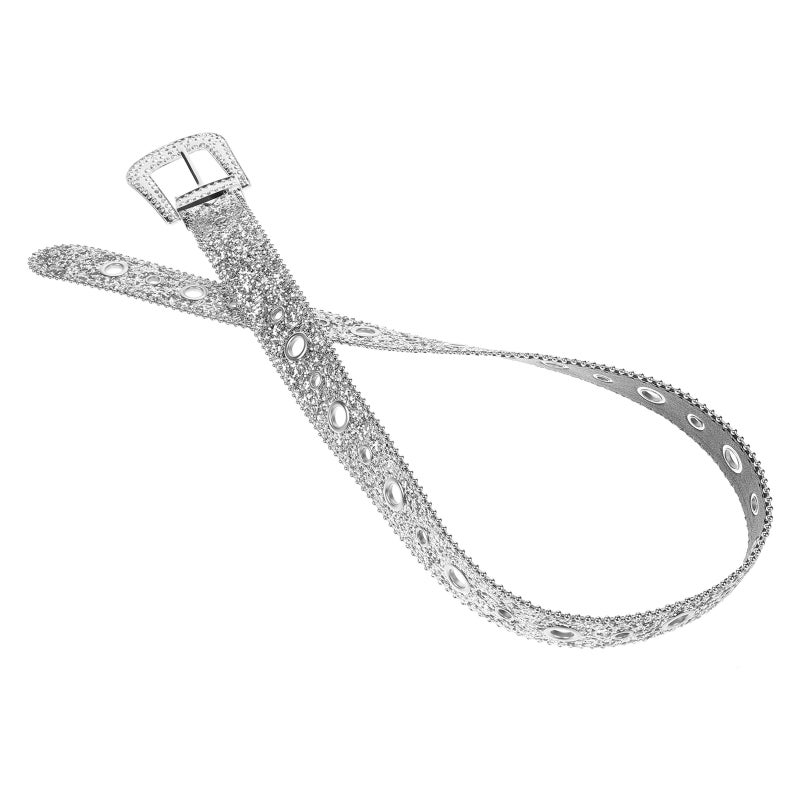 Sparkly Rhinestone Belt for Women Fashionable Wide Waist Belt with Rhinestone for Jeans Women Stylish Belt Clothing Accessory - Image 1