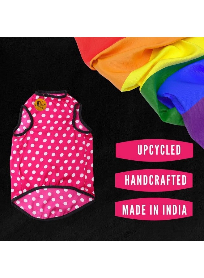 Sage Square Funky Soft Material Dog T-Shirt | Cool/Funky Print Pet | Soft Light Weight | Comfortable & Breathable Dog Clothing | Trendy Vest Outfit (Large - 22 Inch) (Polka Pink) - Image 4