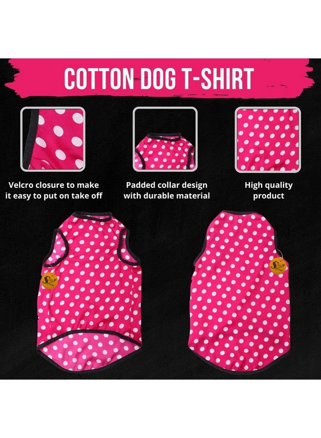Sage Square Funky Soft Material Dog T-Shirt | Cool/Funky Print Pet | Soft Light Weight | Comfortable & Breathable Dog Clothing | Trendy Vest Outfit (Large - 22 Inch) (Polka Pink) - Image 5
