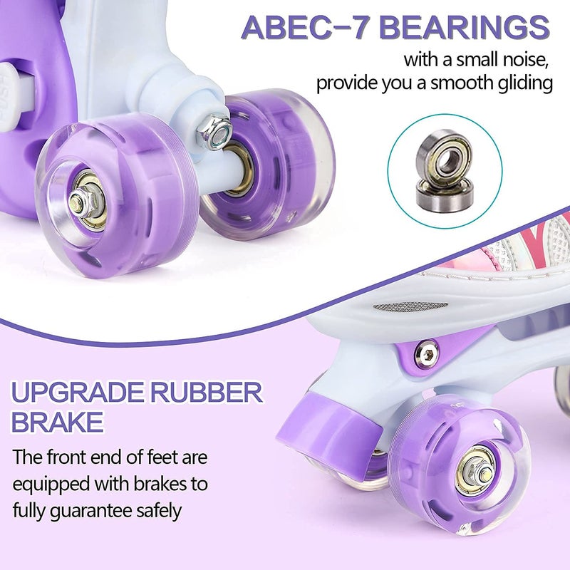Tudoccy Roller Skates for Kids, Shine Skates 4 Size Adjustable Roller Skates with Light up Wheels for Girls, Teens, Outdoor Rollerskates for Beginners & Advanced | Purple, S - 10C-13C (Small, Purple) - Image 5