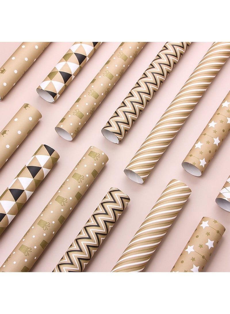 Generic 7 sheets Gift Box Wrap Set Wrapping Paper Set with Wedding Birthday Series Paper for Boys Kids Gift Bundle Per Sheet with Stripes Stickers for Party with Different Color Gift bag - Image 5