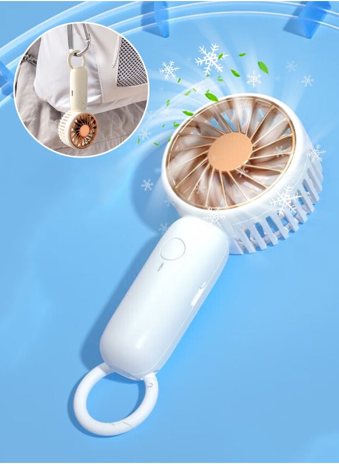 Portable Mini Fan Usb Rechargeable Handheld, Light Weight with Carabiner Waterproof 3 Speed Rechargeable Quiet Personal Fan Operated 4 hours  - Image 1