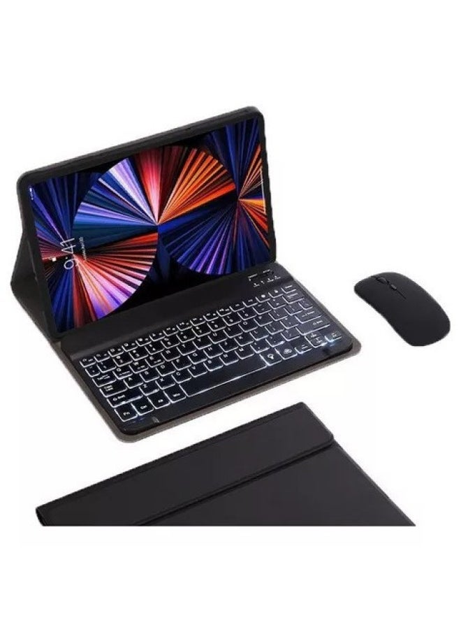 For Huawei Lenovo For Xiaomi Redmi Tablet Bluetooth Keyboard Protective Cover Glory Control Keyboard Mouse Keyboard Leather-Color:Black + Square Cap Backlit Bluetooth Keyboard-Product Type:For Huawei T5 10.1inch /honor 10.1inch /enjoy 10.1inch