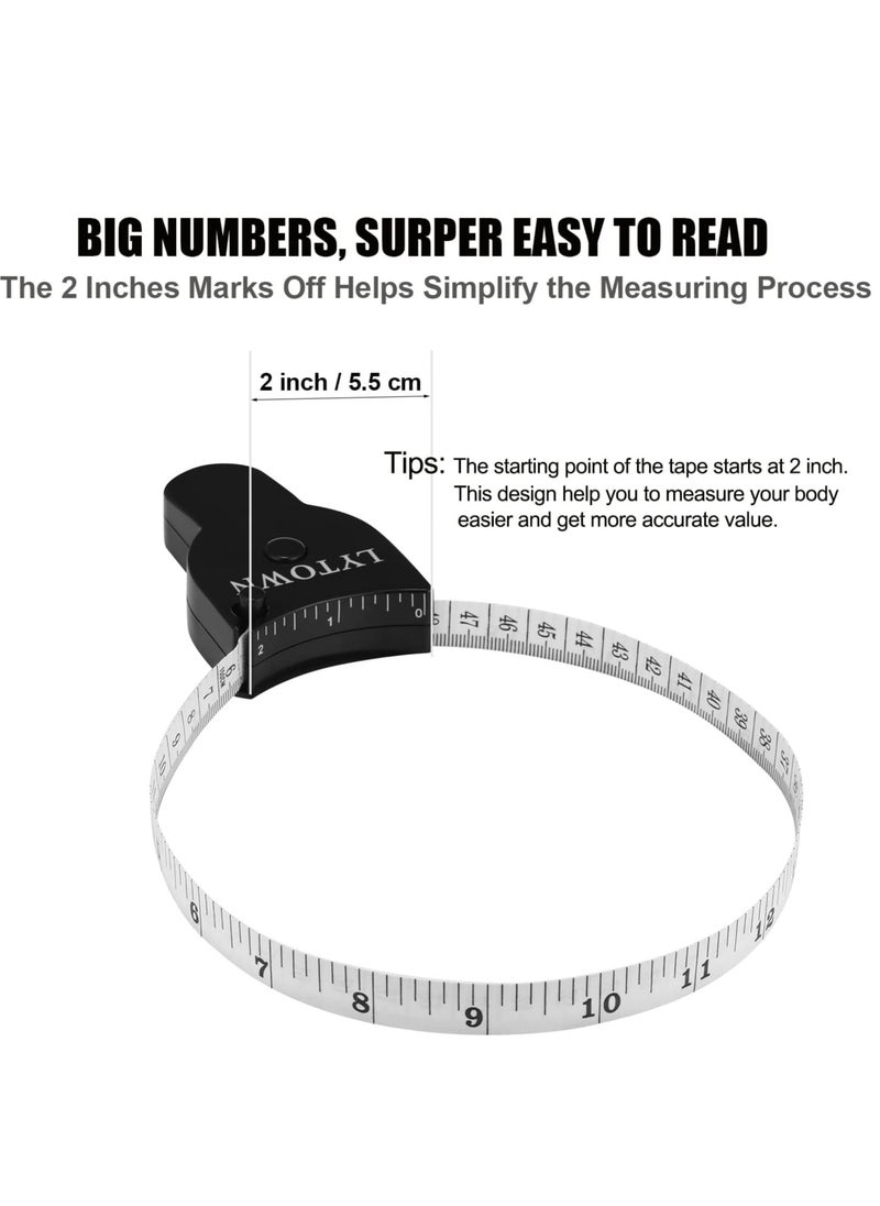 Bukela Body Measuring Tape 60in/150cm, 2 PCS Measuring Tape for Body, Lock Pin and Push-Button, Portable Retractable Body Measuring Ruler for Fitness, Weight Loss, Tailor, Sewing, Handcrafts, Home and More  - Image 4