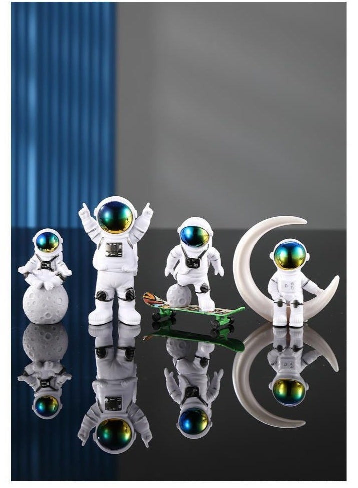 Bukela Creative Astronaut Decoration 4-Pack Astronaut Statue Astronaut Statue Model For Astronaut Model Living Room TV Cabinet Hanging Decoration Children's Room Decoration Space Theme Birthday Gift - White - Image 1