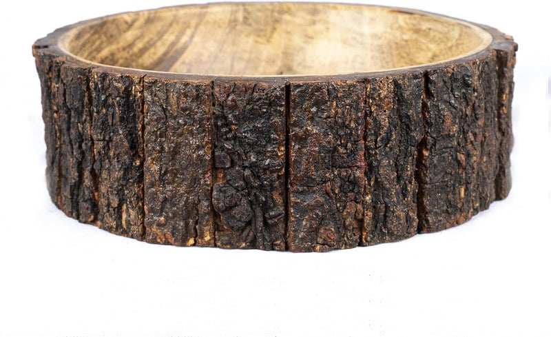 GoCraft Mango Wood Decorative Bowl with Tree Bark – 7.5" x 2.75" – Rustic Handmade Wooden Bowl for Potpourri, Snacks, Nuts, Salad – Natural Centerpiece for Table Décor - Image 3