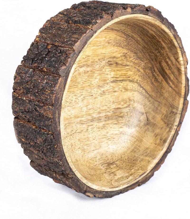 GoCraft Mango Wood Decorative Bowl with Tree Bark – 7.5" x 2.75" – Rustic Handmade Wooden Bowl for Potpourri, Snacks, Nuts, Salad – Natural Centerpiece for Table Décor - Image 5