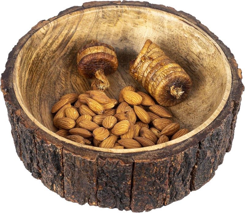 GoCraft Mango Wood Decorative Bowl with Tree Bark – 7.5" x 2.75" – Rustic Handmade Wooden Bowl for Potpourri, Snacks, Nuts, Salad – Natural Centerpiece for Table Décor - Image 2