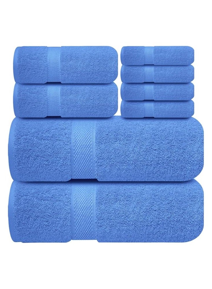 COMFY 8 PIECE BLUE 600GSM COMBED COTTON HIGHLY ABSORBENT HOTEL QUALITY TOWEL SET - Image 1