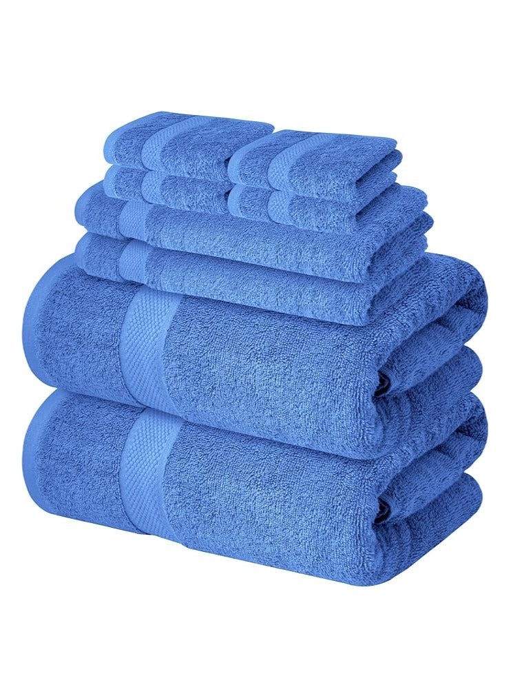 COMFY 8 PIECE BLUE 600GSM COMBED COTTON HIGHLY ABSORBENT HOTEL QUALITY TOWEL SET - Image 2