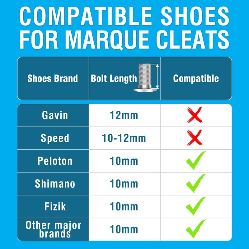 MARQUE Look Delta Compatible Cleats - 9 Degree Float Red Cleat Set for Peloton Indoor Cycling and Outdoor Road Cycling Designed for Women and Men Clipless Spinning and Cycle Shoes - Image 5