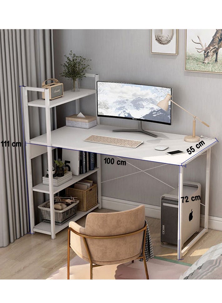 ZUIHAO Computer Desk with 4-Tiers  with Hutch Large Home Office Desk with Bookshelf and Storage Shelves Home Office - Image 5