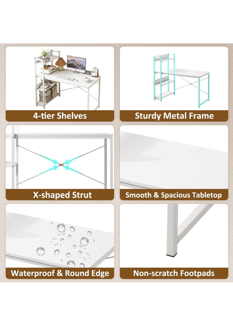 ZUIHAO Computer Desk with 4-Tiers  with Hutch Large Home Office Desk with Bookshelf and Storage Shelves Home Office - Image 3