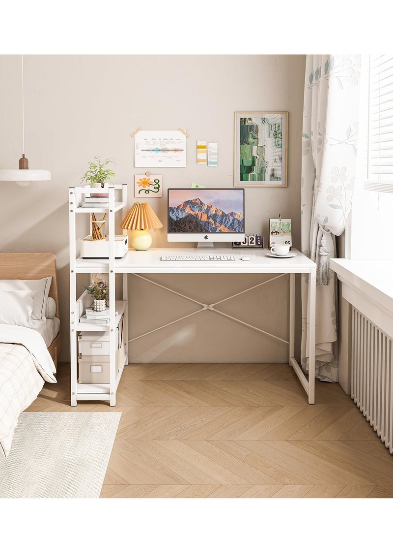 ZUIHAO Computer Desk with 4-Tiers  with Hutch Large Home Office Desk with Bookshelf and Storage Shelves Home Office - Image 4